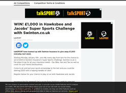 Win £1,000 in Hawksbee and Jacobs' Super Sports Challenge with Swinton.co.uk