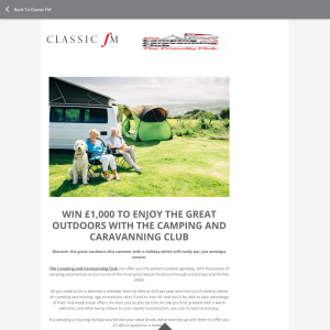 Win £1,000 with The Camping and Caravanning Club