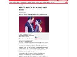 Win 1 of 10 pairs of tickets to An American In Paris at London's Dominion Theatre