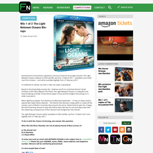 Win 1 of 2 The Light Between Oceans on Blu-ray