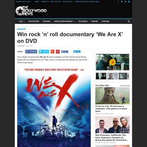 Win 1 of 3 rock 'n' roll documentary 'We Are X' on DVD