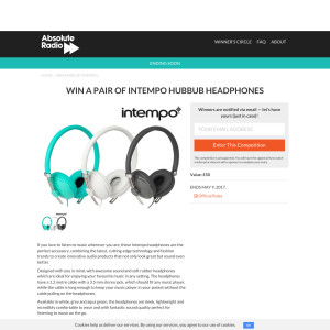 Win 1 of 4 pairs of Intempo Hubbub Headphones