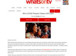 Win 1 of 5 £100 Theatre Tokens Gift Cards