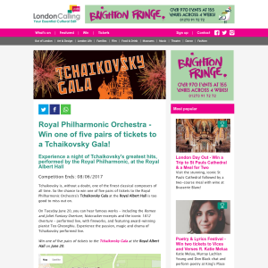 Win 1 of 5 pairs of tickets to a Tchaikovsky Gala, London