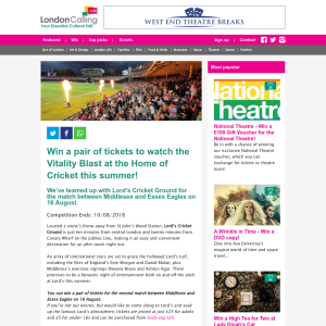 Win 2 Tickets to see Vitality Blast at the Home of Cricket