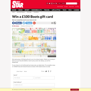 Win a £100 Boots gift card