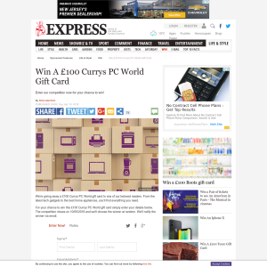 Win A £100 Currys PC World Gift Card