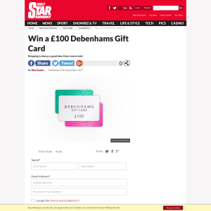 Win a £100 Debenhams Gift Card