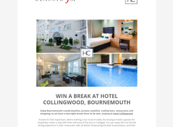 Win a 2 night break at Hotel Collingwood Bournemouth and £100