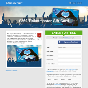 Win a £250 Ticketmaster gift card