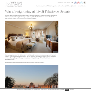 Win a 3-night stay at Tivoli Palácio de Seteais