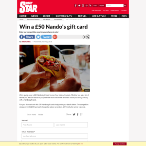 Win a £50 Nando's gift card