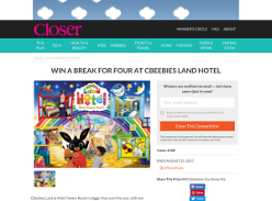 Win a break for four at CBeebies Land Hotel