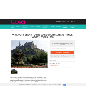 Win a City Break to the Edinburgh Festival Fringe - worth over £1000