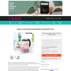 Win a Colour Changing Glass Kettle