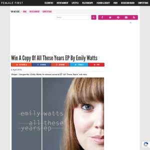 Win A Copy Of All These Years EP By Emily Watts
