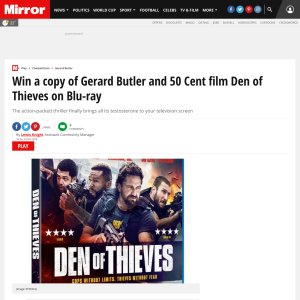 Win a copy of Gerard Butler and 50 Cent film Den of Thieves on Blu-ray