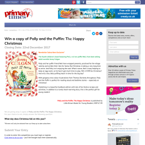 Win a copy of Polly and the Puffin: The Happy Christmas