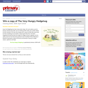 Win a copy of The Very Hungry Hedgehog