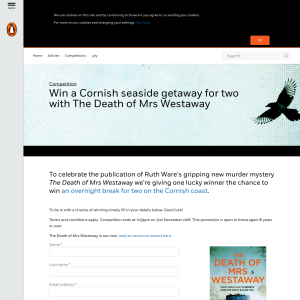 Win a Cornish seaside getaway for two with The Death of Mrs Westaway