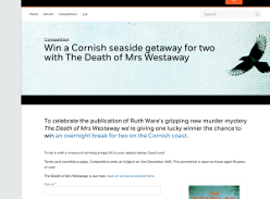 Win a Cornish seaside getaway for two with The Death of Mrs Westaway