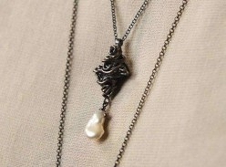 Win a Doodles Pearl and Black Wire long pendant necklace