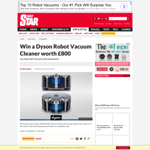 Win a Dyson Robot Vacuum Cleaner worth £800