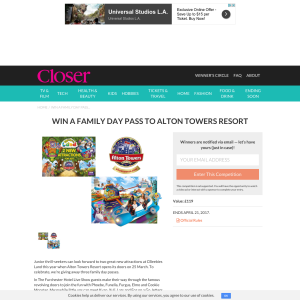 Win a family Day pass to Alton Towers Resort