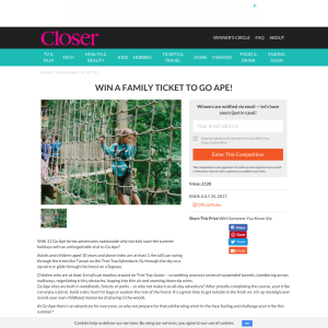 Win a Family ticket to Go Ape