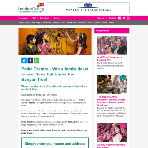 Win a family ticket to see Three Sat Under the Banyan Tree