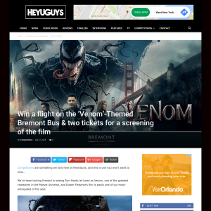Win a flight on the ‘Venom’-Themed Bremont Bus & two tickets for a screening of the film