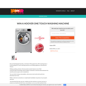 Win a Hoover One Touch washing machine