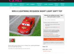 Win a Lightning McQueen night light soft toy