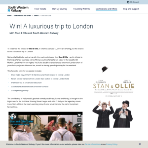 Win A luxurious trip to London with Stan & Ollie and South Western Railway