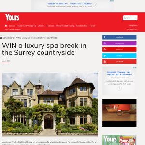 Win a luxury spa break in the Surrey countryside