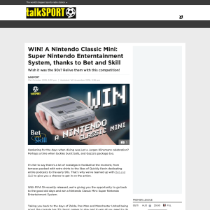 Win A Nintendo Classic Mini: Super Nintendo Enterntainment System