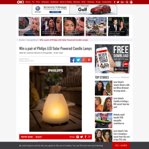 Win a pair of Philips LED Solar Powered Candle Lamps