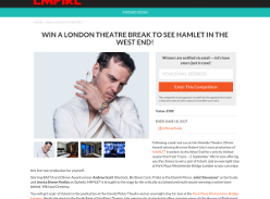 Win a pair of tickets to see Hamlet and an overnight stay at Park Plaza Westminster Bridge London