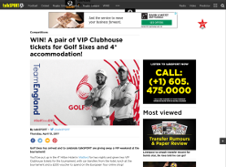Win A pair of VIP Clubhouse tickets for Golf Sixes and 4* accommodation