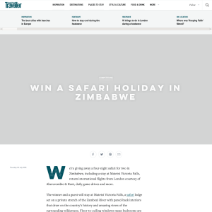Win a Safari Holiday in Zimbabwe