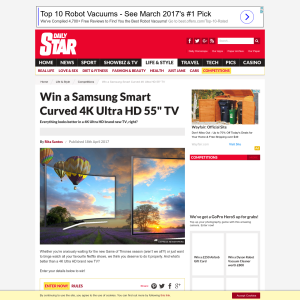 Win a Samsung Smart Curved 4K Ultra HD 55