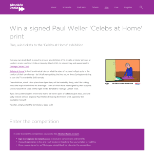 Win a signed Paul Weller Celebs At Home print and a ticket to the Celebs at Home Exhibition