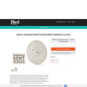 Win a Thomas Kent Dove Grey Mantel Clock
