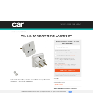 Win a UK to Europe travel adapter set