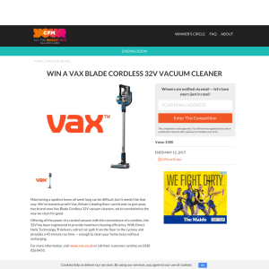 Win a Vax Blade Cordless 32V vacuum cleaner worth £300
