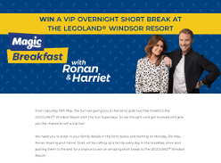 Win a VIP overnight short break to the Legoland Windsor Resort