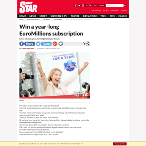 Win a Year-long EuroMillions Subscription