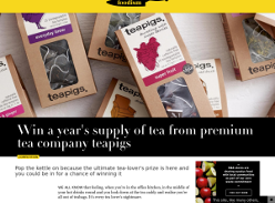 Win a year's supply of tea from premium tea company teapigs