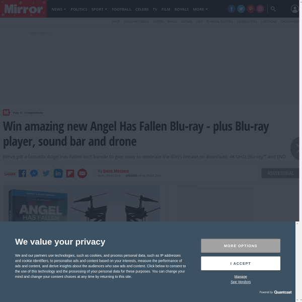 Win amazing new Angel Has Fallen Blu-ray - plus Blu-ray player, sound bar and drone