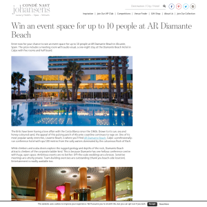 Win an event space for up to 10 people at AR Diamante Beach